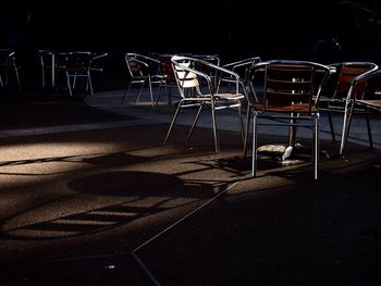 Close-up of metallic structure at night