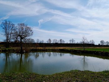 Scenic view of lake against sky