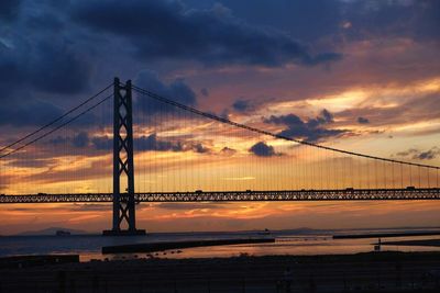 Silhouette bridge against sky during sunset