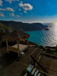 High angle view of sea against sky