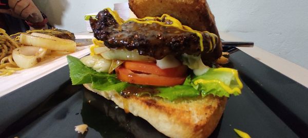 Close-up of food served on plate