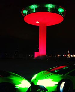 Illuminated street lights at night