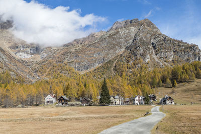 The colours of autumn at the alpe devero, little village in the mountains