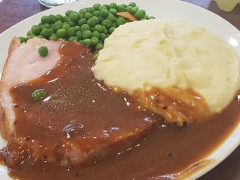 High angle view of meal served in plate