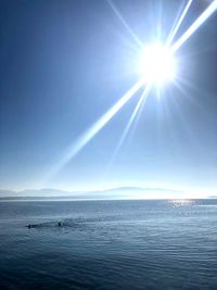 Scenic view of sea against sky on sunny day