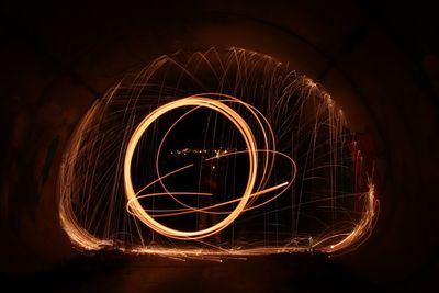 Light painting on fire at night