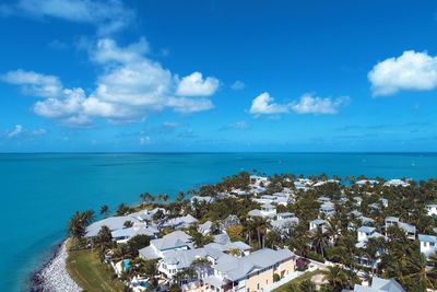 Scenic view of sea against blue sky