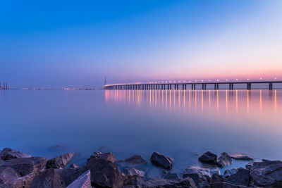 Scenic view of sea against sky at sunset
