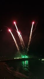 Firework display at night