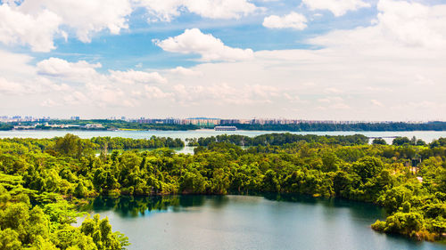 Scenic view of lake against sky