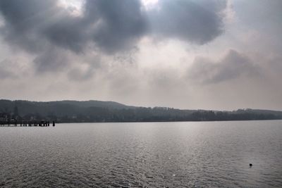 Scenic view of sea against cloudy sky