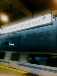 Information sign at railroad station