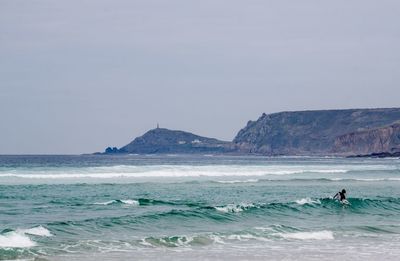 Scenic view of sea against clear sky