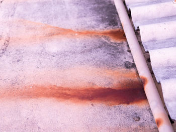 High angle view of pipe on wall