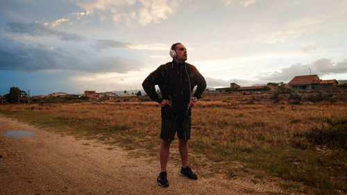 Jogger getting his breath back after run