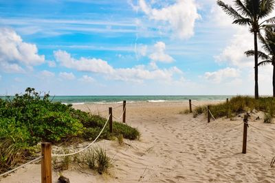 Scenic view of beach against sky