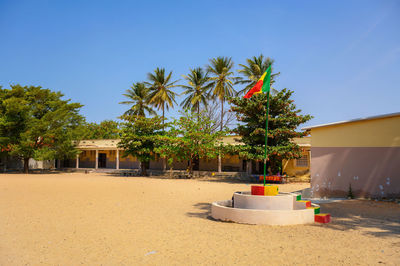 View of palm trees against clear sky