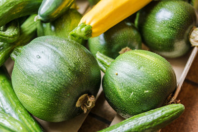 Close-up of zucchini in container