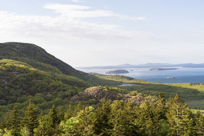 View of mt desert narrows as seen from beehive trail, acadian national park, maine, usa