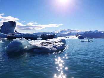 Scenic view of frozen sea against sky