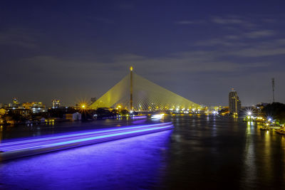 Illuminated city buildings at night