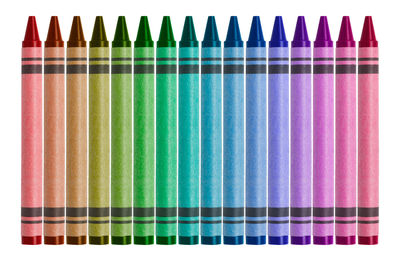 Close-up of multi colored pencils against white background