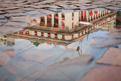 Reflection of building in water