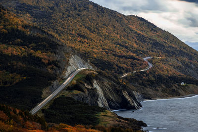 Cap rouge along the cabot trail as sunset, cape breton highlands national park, nova scotia, canada