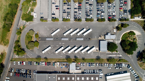 High angle view of cars on road in city