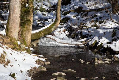 Scenic view of frozen lake during winter