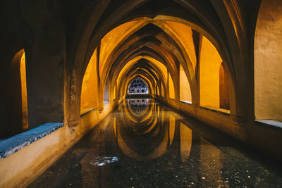 Interior of illuminated tunnel