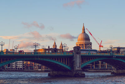 Bridge against st paul cathedral in city
