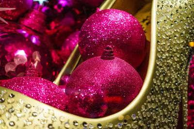 Close-up of illuminated christmas tree