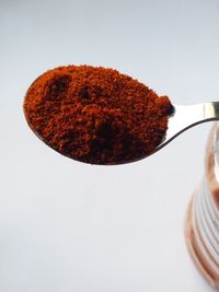 High angle view of orange on table against white background