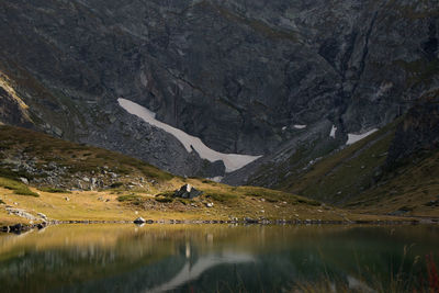 Scenic view of lake and mountains