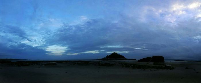 Scenic view of sea against cloudy sky