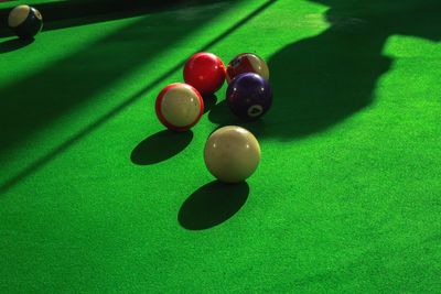 High angle view of balls on table