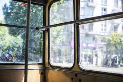 View of building through window