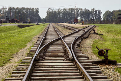 Remembrance train rail, auschwitz birkenau concentration camp, poland