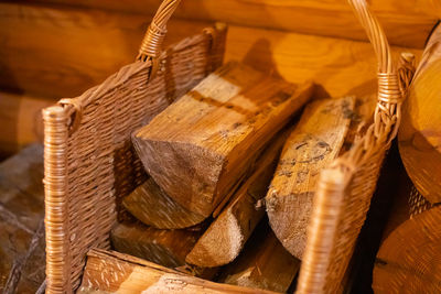 Close-up of wicker basket