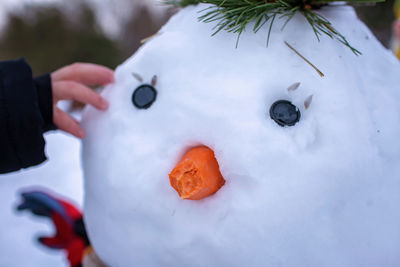 Close-up of snowman