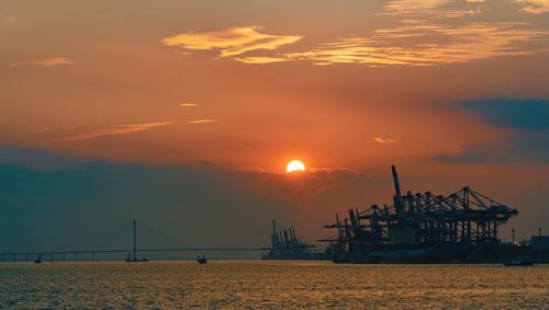 Scenic view of sunset over sea