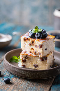 Close-up of dessert in plate on table