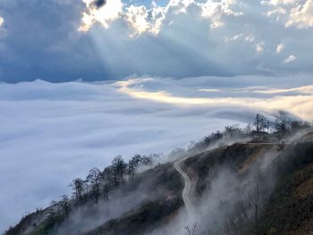 Scenic view of mountains against sky