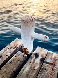 High angle view of cleat on pier