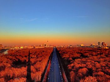 Railroad tracks against clear sky