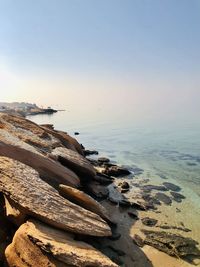 Scenic view of sea against clear sky