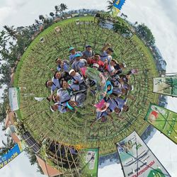 High angle view of people in amusement park