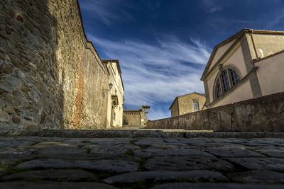 Low angle view of old building against sky