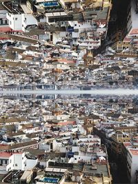 High angle view of buildings in city